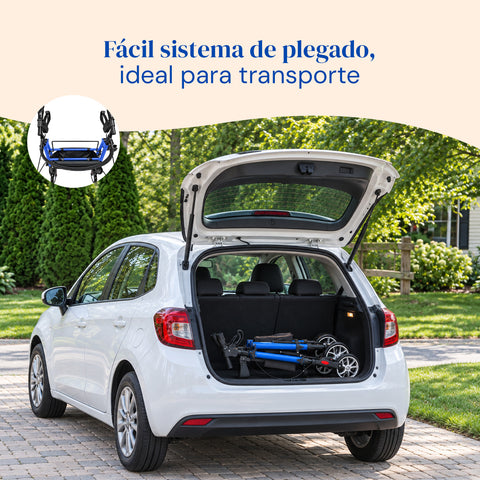 Andador Sigma | Rollator, plegable, 4 ruedas (Azul)