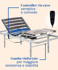 Letto elettrico con gambe regolabili e comando via cavo